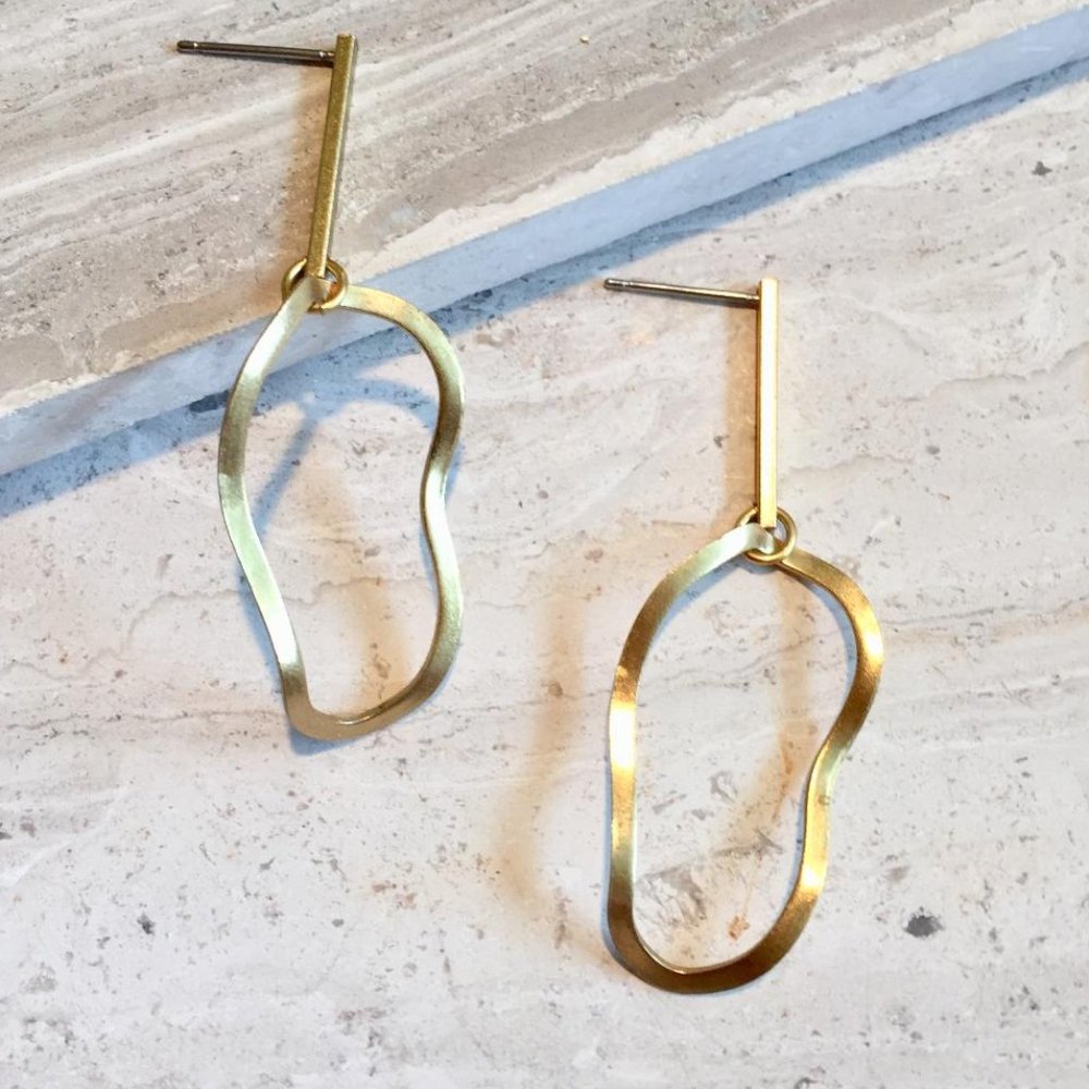 Long Post Funky Hoop Earrings